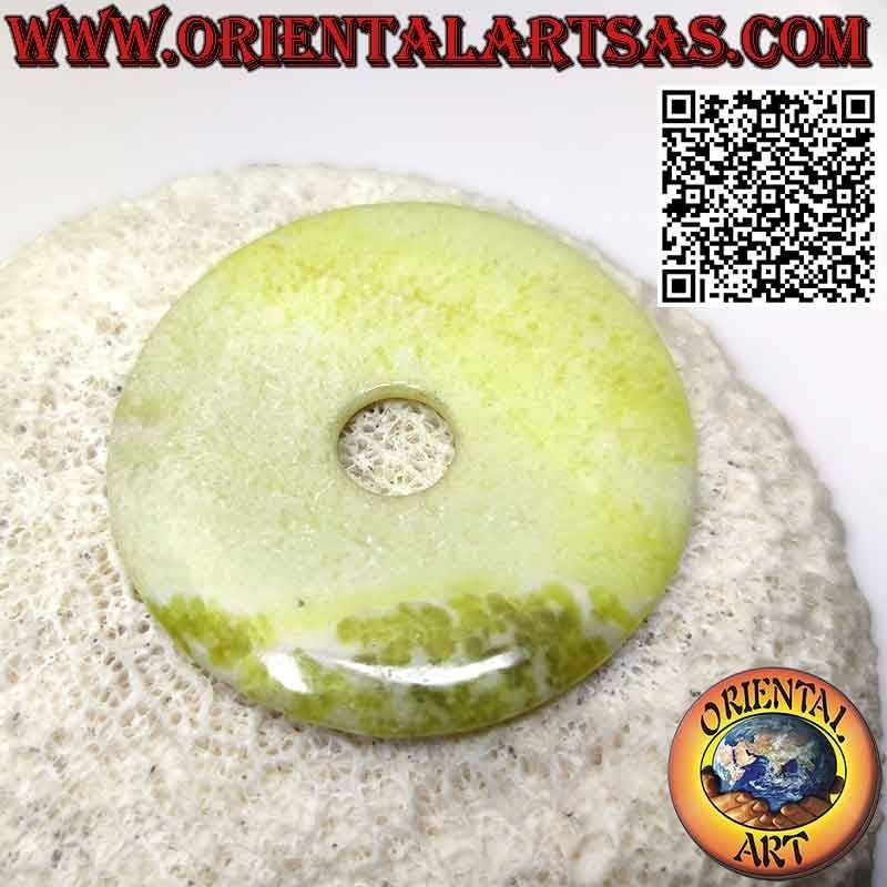 Colgante Disco/Donut de Jade Limón (Incluye cordón de 50 mm. Ø)