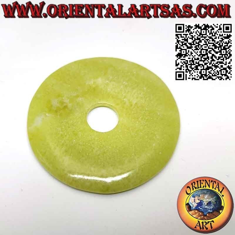 Lemon Jade Disc/Donut Pendant (50 mm. Ø cord included)
