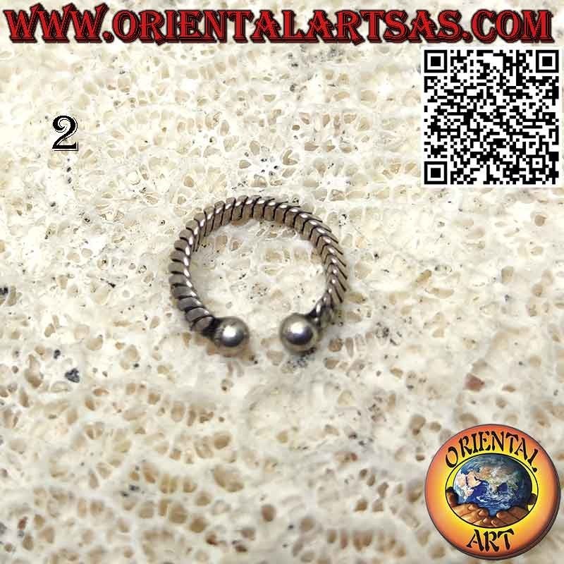 Cerchietto senza buco in argento ideale per septum, orecchio e labro