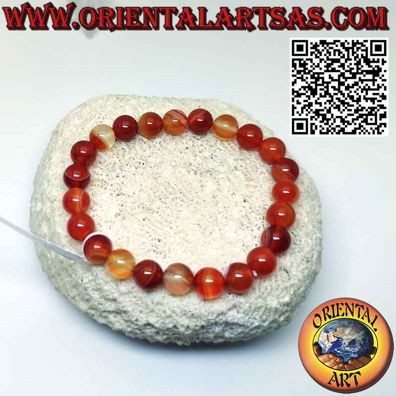 Natural carnelian bead bracelet, 8 mm (elastic)