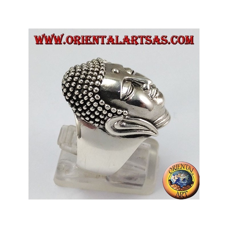 Cabeza de Buda de anillo de plata