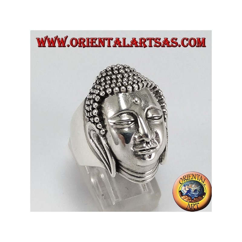 Silver Buddha head ring