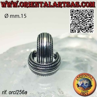 Silberohrringe mit breitem Kreis und Streifenmotiv, 15 mm. von Ø