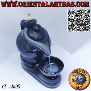 Backflow burner for incense cone the teapot, in ceramic cascade of smoke