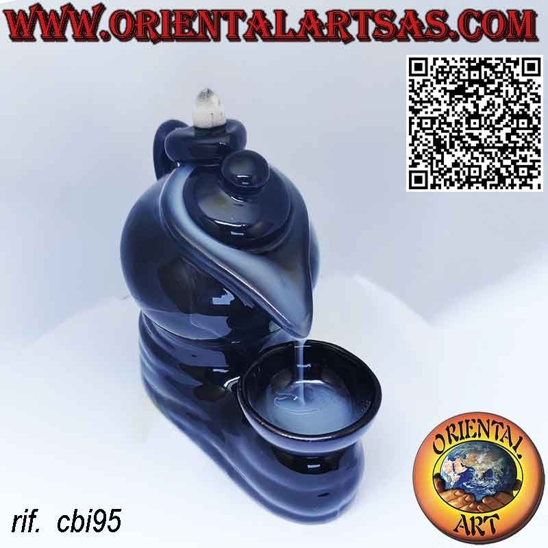 Bruciatore reflusso per incensi a cono la teiera , in ceramica cascata di fumo