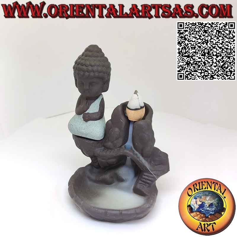 Brûleur d'encens à refoulement avec petit cône Bouddha, en céramique cascade de fumée