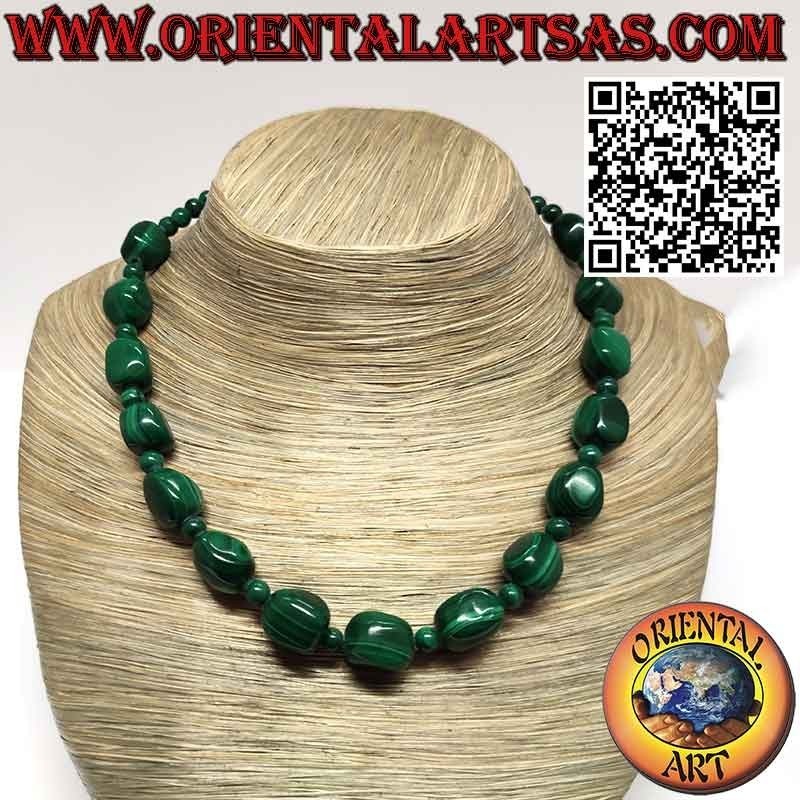 Natural Malachite Pebble & Sphere Necklace | Oriental Art