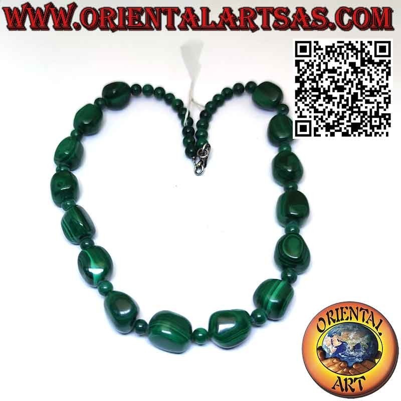 Natural Malachite Pebble & Sphere Necklace | Oriental Art