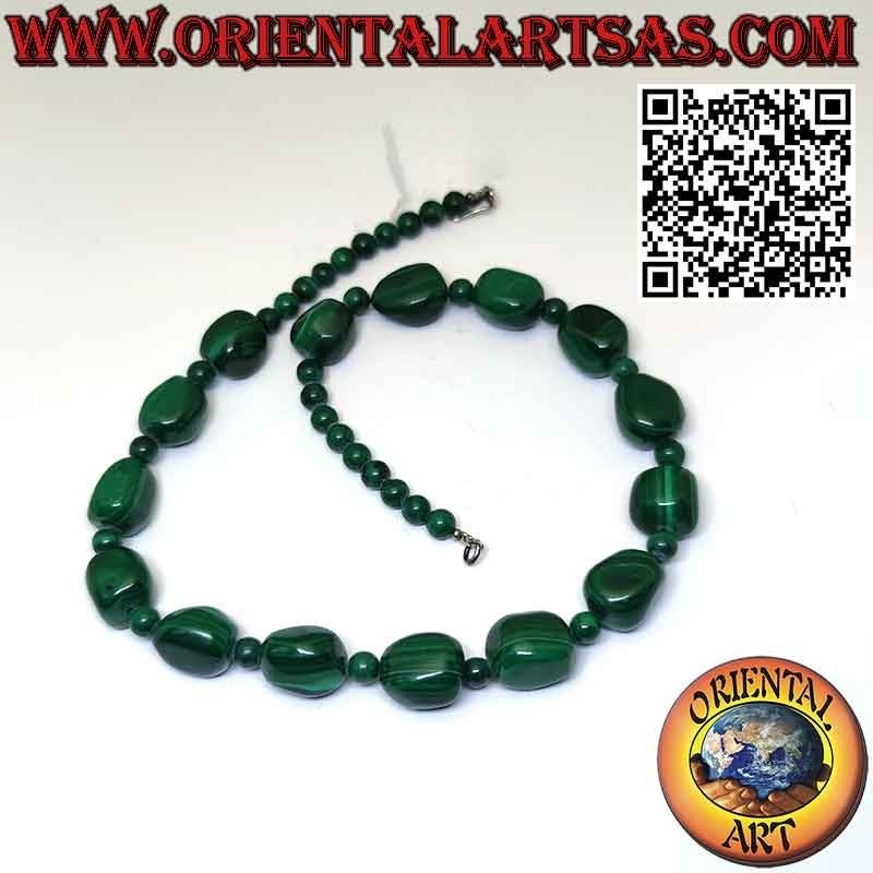 Collar Malaquita Natural, Cuentas de Guijarro y Esferas | Oriental Art