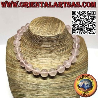 Collana Girocollo Quarzo Rosa Naturale 16mm | Argento
