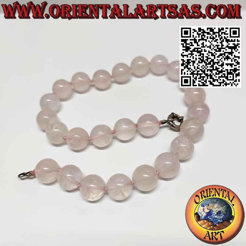Collier Ras-du-Cou Quartz Rose Naturel 16mm Argent | Oriental Art