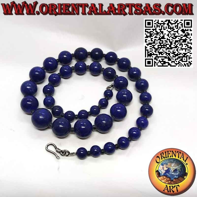 Collana Lapislazzuli Naturali Sfere Scalare | Argento
