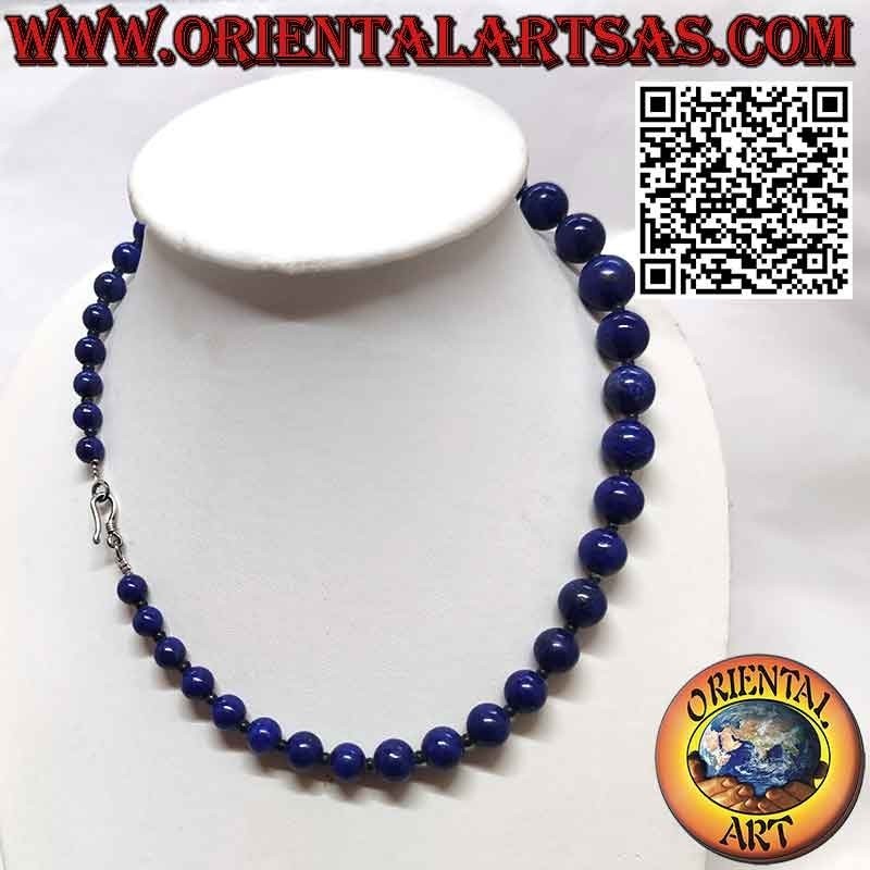 Collana Lapislazzuli Naturali Sfere Scalare | Argento