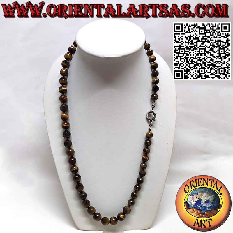 Natural Tiger Eye Graduated Necklace Silver Clasp | Oriental Art