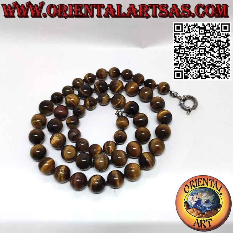 Natural Tiger Eye Graduated Necklace Silver Clasp | Oriental Art