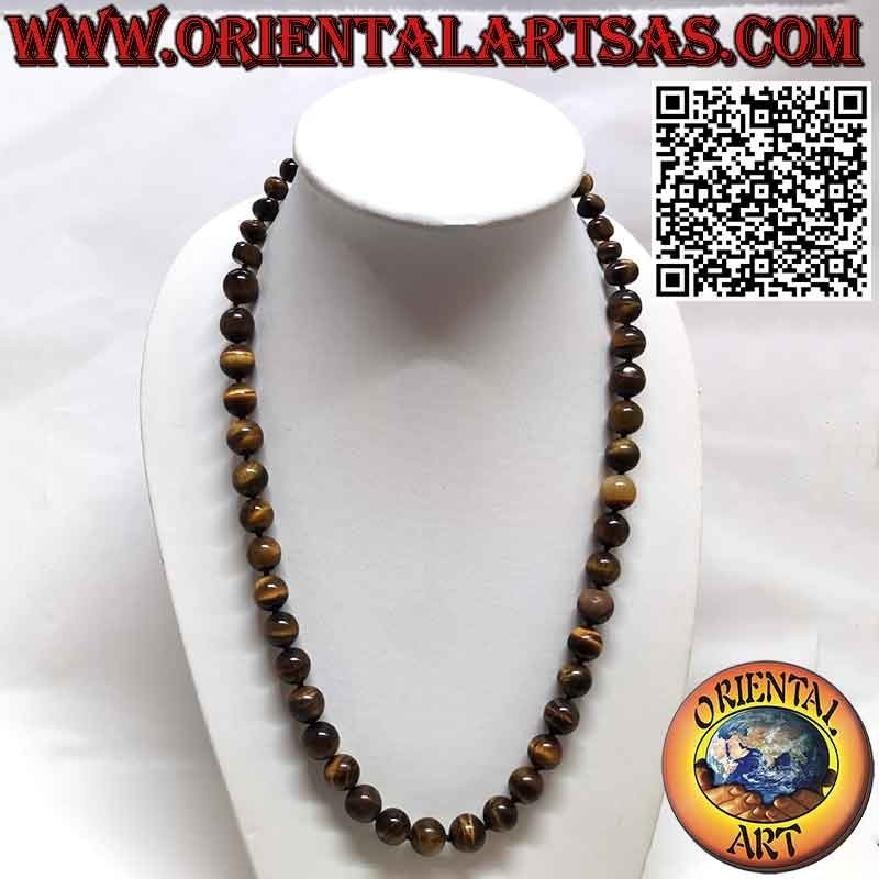 Collar Ojo de Tigre Natural, Plata. Diseño Único | Oriental Art
