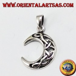 Silver pendant, moon with Celtic knot