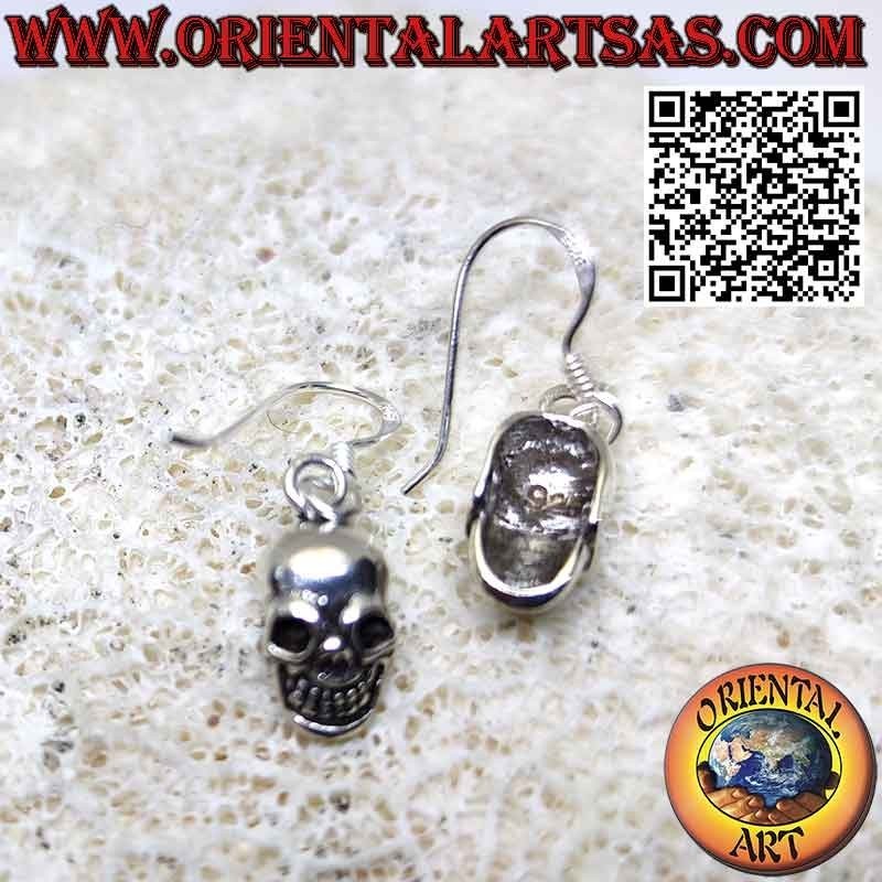 Pendientes colgantes de plata en forma de calavera lisa