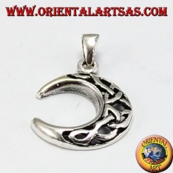 Silver pendant, moon with Celtic knot