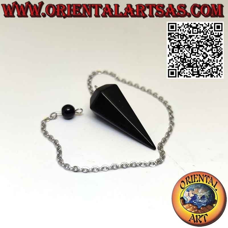 Faceted & Pointed Black Obsidian Pendulum | Oriental Art