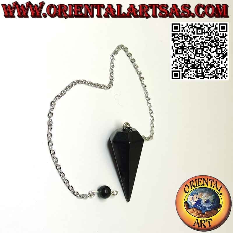Faceted & Pointed Black Obsidian Pendulum | Oriental Art