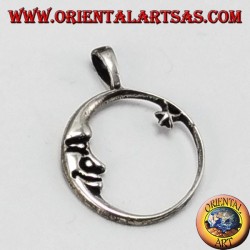 colgante de plata, luna viendo la estrella