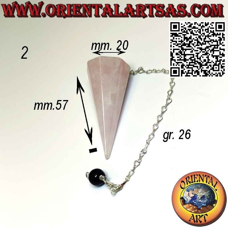 Péndulo de Cuarzo Rosa Facetado y Obsidiana | Amor y Protección