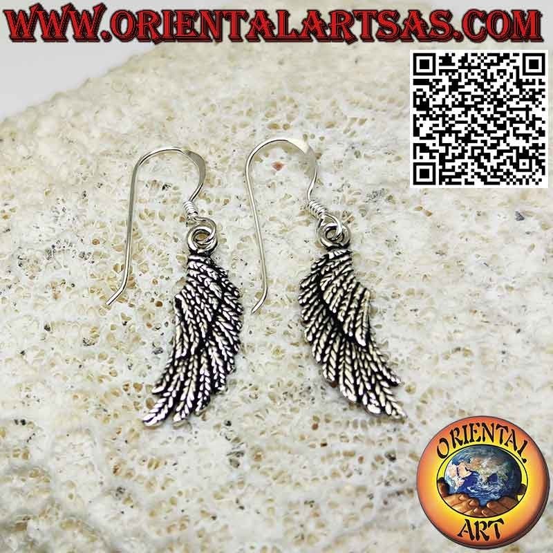 Boucles d'oreilles pendantes ailes d'ange double face en argent 925‰