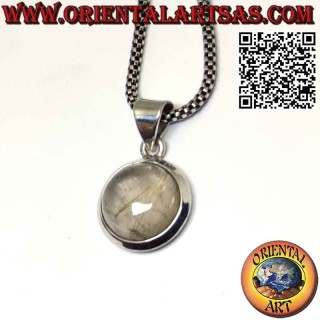 Colgante gota de cuarzo rutilado (cuarzo dorado) con borde de plata 925 ‰