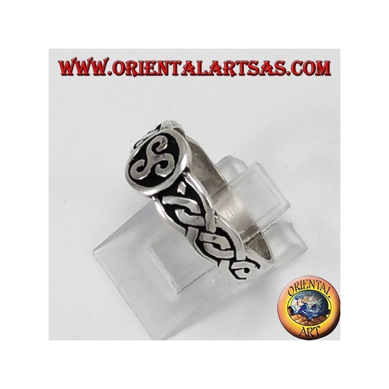 Silberring , triskell mit Celtic Interlacing