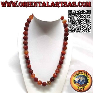 Collier en Agate de Feu avec sphères facettées de 16 mm. avec fermoir en argent