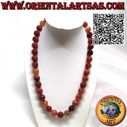 Fire Agate necklace with 16 mm faceted spheres. with silver clasp