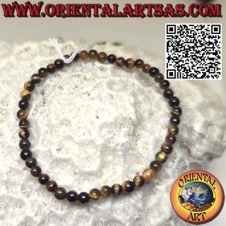 Bracelet en oeil de tigre naturel, 4 mm (élastique)