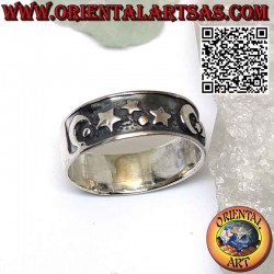 Wide band silver ring with...