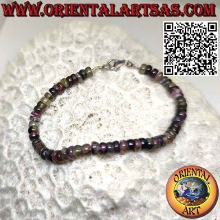 Natural multicolored tourmaline bracelet, with silver clasp