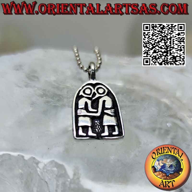 Pendentif en argent, le couple biblique Adam et Eve