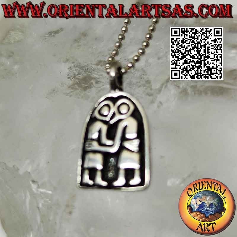 Pendentif en argent, le couple biblique Adam et Eve