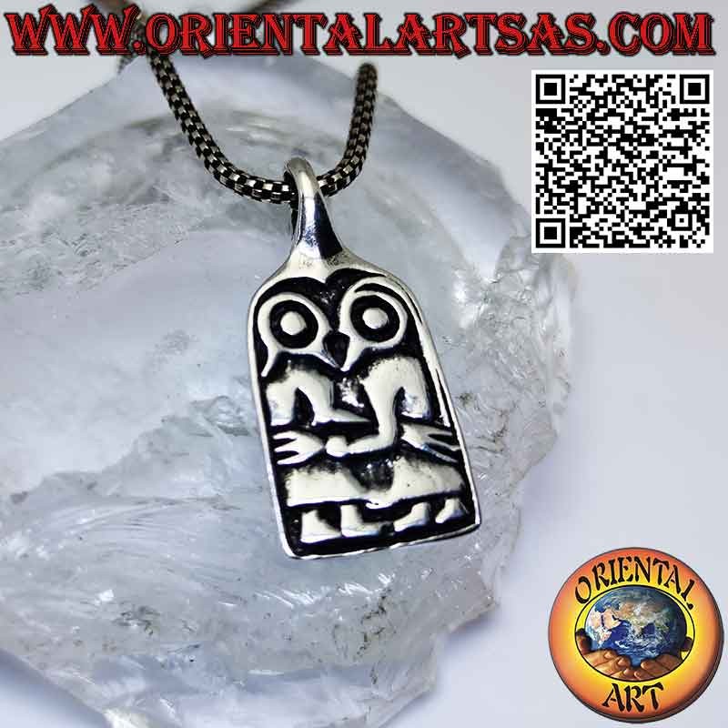 Silver pendant, the couple Adam and Eve first falling in love