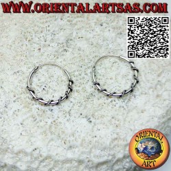 Barbed wire hoop earring 16 mm Ø in 925‰ silver