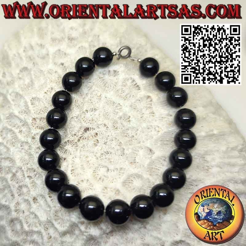 Natural Onyx Bracelet - 8mm Beads, Silver Clasp