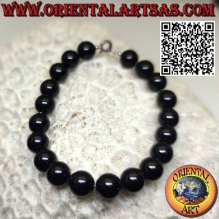 Bracelet en onyx naturel, boules de 8 mm avec fermoir en argent