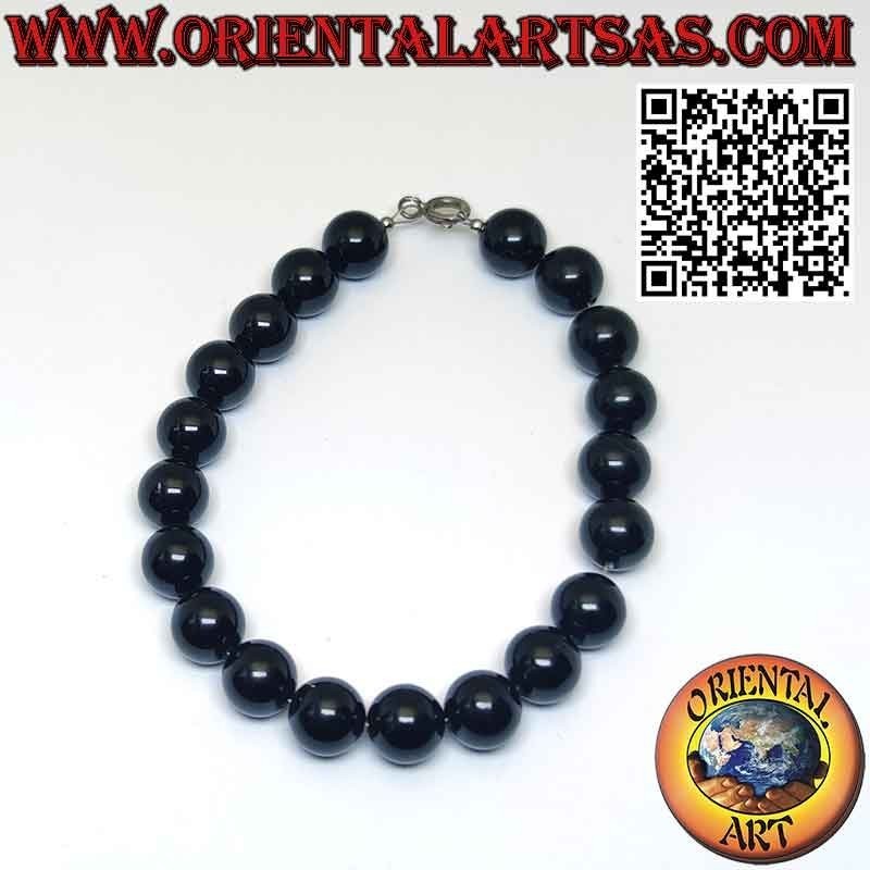 Natural Onyx Bracelet - 8mm Beads, Silver Clasp