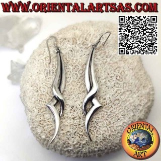Boucles d'oreilles en argent 925‰ torsadé long et élégant éclair