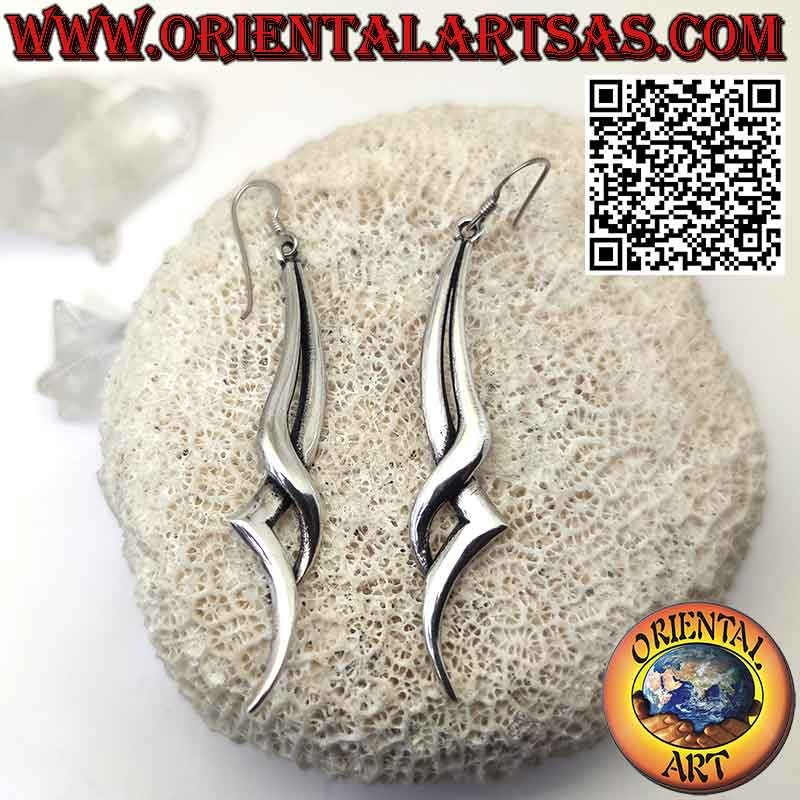 Earrings in 925 ‰ silver twisted long and elegant lightning