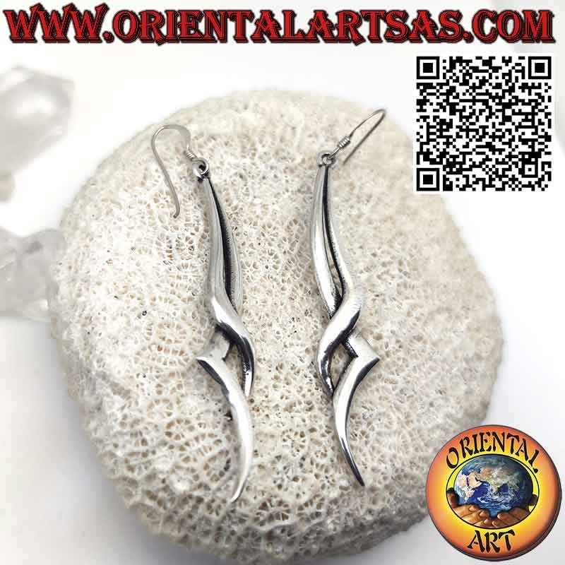 Pendientes en plata 925 ‰ retorcidos relámpagos largos y elegantes