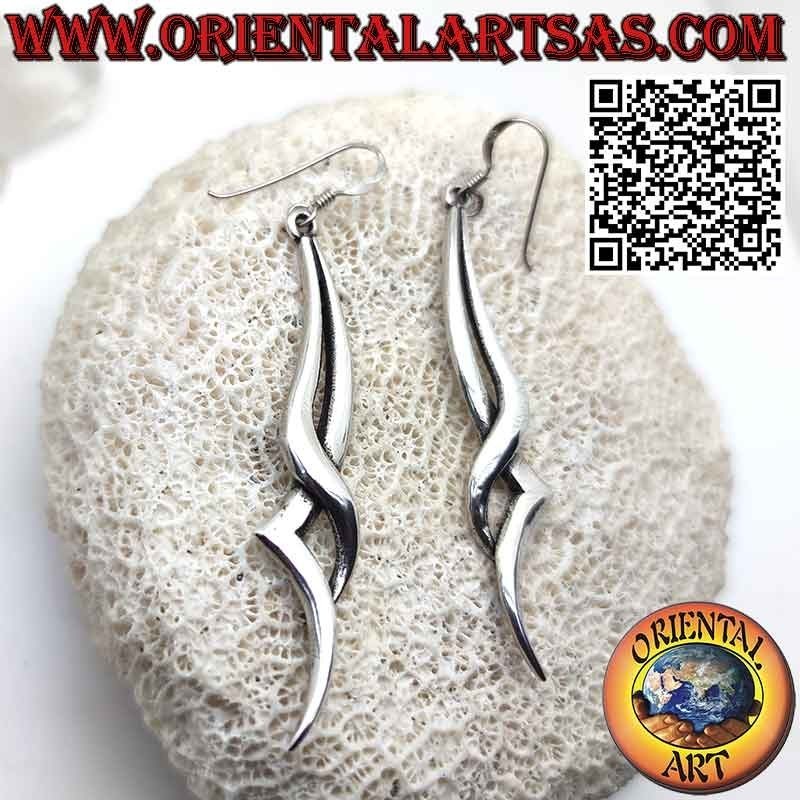 Pendientes en plata 925 ‰ retorcidos relámpagos largos y elegantes
