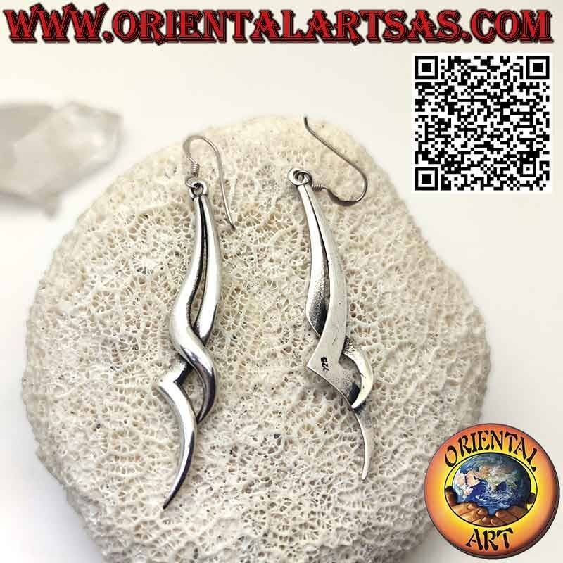 Boucles d'oreilles en argent 925‰ torsadé long et élégant éclair
