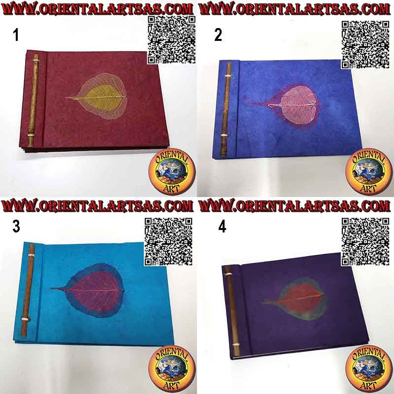 Álbum de fotos en papel de arroz nepalí y hojas de hoja negra, (14 x 19 cm)