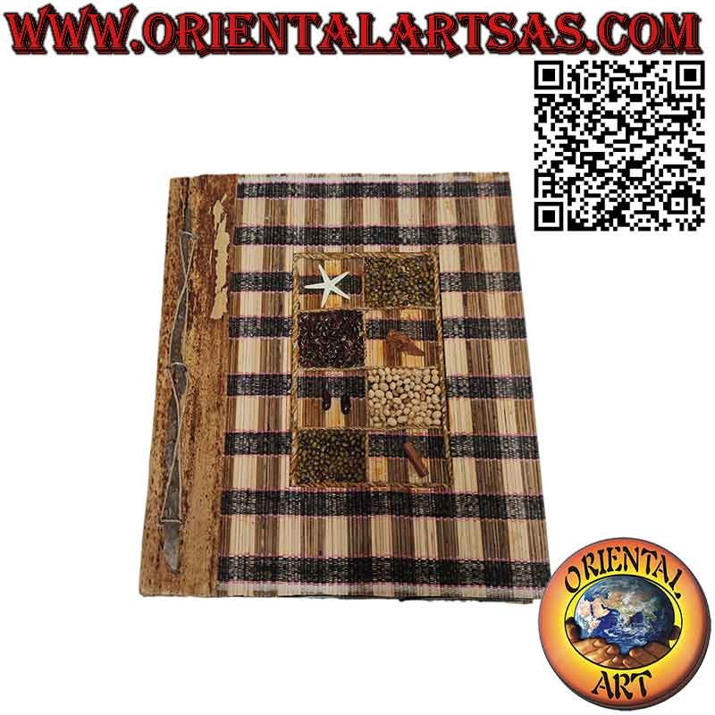 Photo album in natural paper wicker and spice cover (35 cm)
