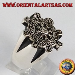 Bague en argent, vegvisir boussole celtique